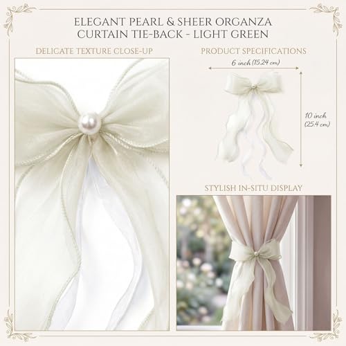 White Lace Bow Curtain Tiebacks 6-Pack, Vine Floral Curtain Holdbacks - color: Creamy Ivory