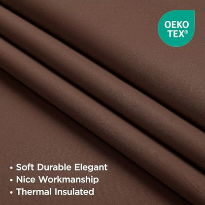 Joydeco Blackout Curtains 108 Inches Long, Thermal Insulated Black Out Curtains 2 Panels Set, Room Darkening Drapes for Living Room Window Rod Pocket Back Tab (W52 x L108 Inch, Brown) - color: Brown, size: 52"W x 108"L (Pack of 2)