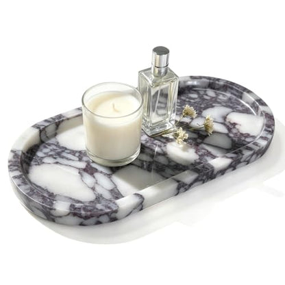 Natural Marble Decorative Tray-Bathroom Counter Decor Vanity Perfume Tray