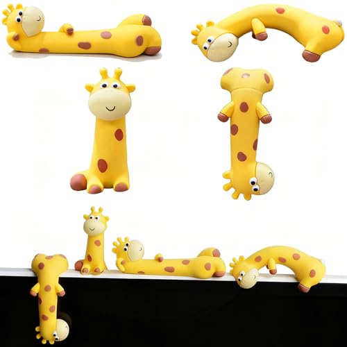4Pcs Giraffe Monitor Figurines, Monitor Buddy, Mini Desk Figurines - color: Gold-giraffe