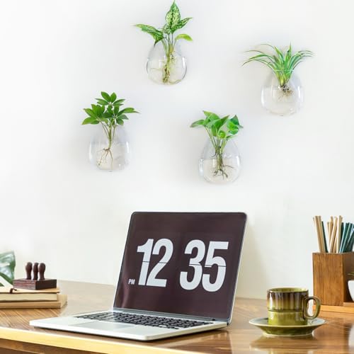 Dahey Wall Propagation Vases, 4 Pack Oblate Borosilicate Glass Planters