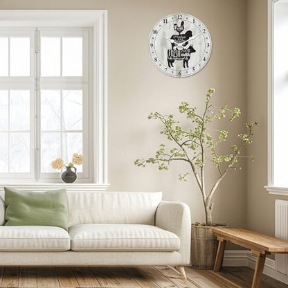 Farmhouse Kitchen Wall Clock Battery Operated 12 Inch - color: Gray, size: 12 Inch
