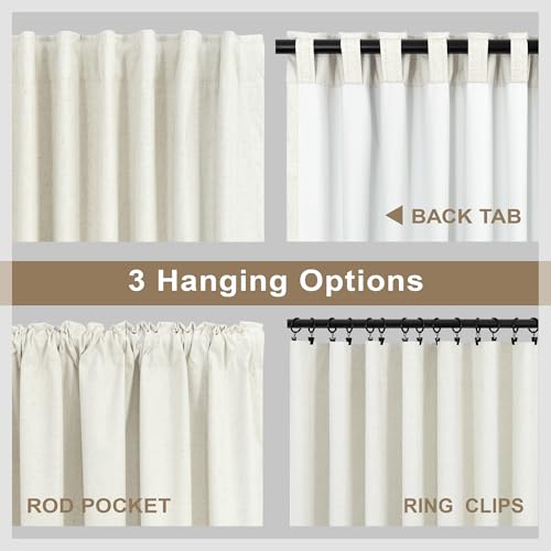 DANCURTON Blackout Linen Curtains 63 Inch Length 2 Panels for Living Room Bedroom Natural Linen Black Out Thermal Insulated Room Darkening Privacy Textured Drapes 42W x 63L Back Tab Rod Pocket Cream - color: Natural, size: 42"W x 63"L (Pack of 2)