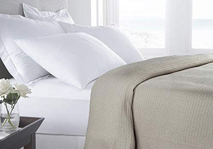 DOLLCENT 100% Soft Premium Combed Cotton Thermal Blanket– Queen Blanket– Soft Cozy Warm Cotton Blanket– Bed Throw Blanket– Queen Bed Blankets– All Season Cotton Blankets– Sand Queen Cotton Blankets - color: Sand, size: Queen (90"x90")