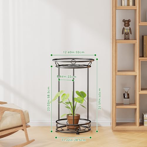 YIUKEA Plant Stand Indoor Outdoor - 2 Tier Flower Pot Rack 25.6 Inch Tall - color: Black
