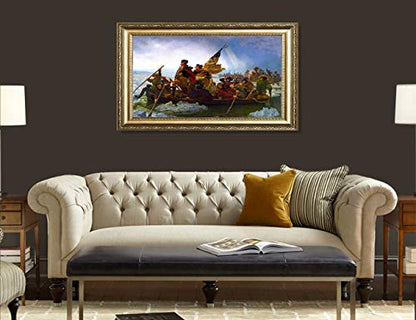 ELITEART- Washington Crossing the Delaware By Emanuel Gottlieb Leutze Oil Painting Reproduction Giclee Wall Art Canvas Prints-Framed Size:24 1/2" x 34 1/2" - color: Framed(SF802), size: 34.5"L x 24.5"W