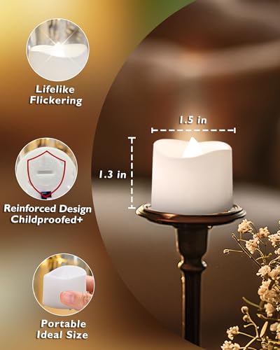 Homemory 24-Pack Flameless Tea Lights Candles Battery Operated, 200+ Hours - color: Cool White Glow – White Body, size: Pack of 24