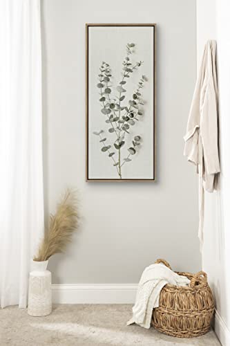 Kate and Laurel Sylvie Eucalyptus Botanical I Framed Canvas Wall Art by The Creative Bunch Studio; 18x40 Panel Gold; Decorative Plant Art - color: Gold