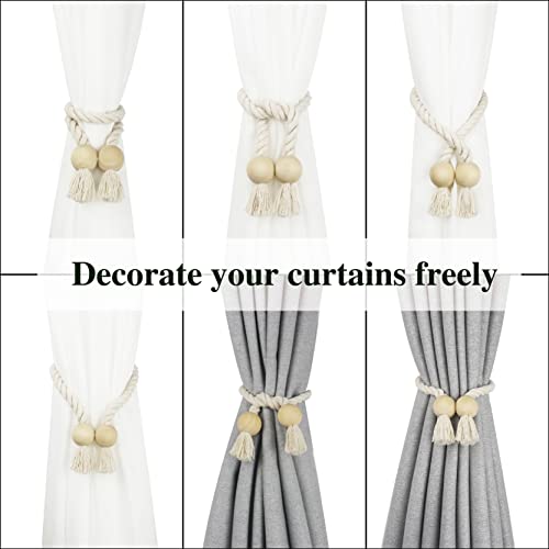 Magnetic Curtain Tiebacks Decorative Tie Back Drapes Holdbacks Nieffeiy - color: Beige