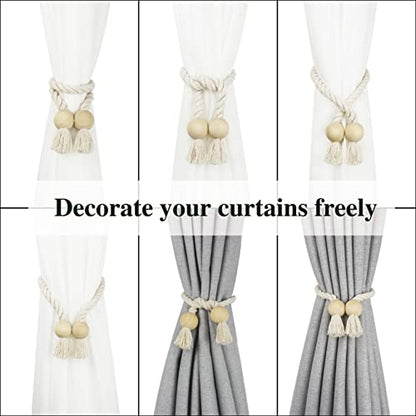 Magnetic Curtain Tiebacks Decorative Tie Back Drapes Holdbacks Nieffeiy - color: Beige