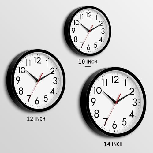 DAXSMY 10 Inch Wall Clock, Battery Operated Silent Non Ticking - color: A-black, size: 10"
