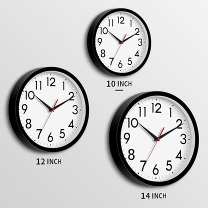 DAXSMY 10 Inch Wall Clock, Battery Operated Silent Non Ticking - color: A-black, size: 10"