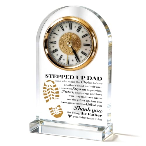 WKYAER Acrylic Clock for Stepdad, Stepped Up Dad Gift from Daughter Son, Family Desk Clock Decor, Father's Day Birthday Gift, Home Office Shelf Bedroom Decor 4.3 x 7.8 in - color: Stepdad