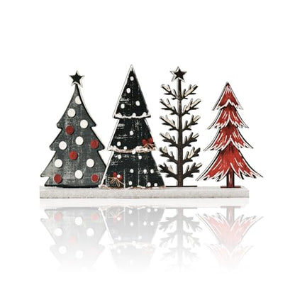 Smile Christmas Table Decor Wooden Standing Centerpieces, 4Pcs Christmas Trees Wooden Signs, Shelf Decor - style: Christmas Tree