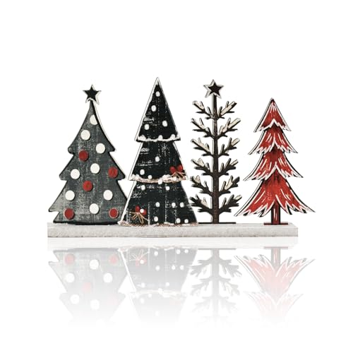 Smile Christmas Table Decor Wooden Standing Centerpieces, 4Pcs Christmas Trees Wooden Signs, Shelf Decor - style: Christmas Tree
