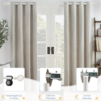 White Curtain Rod 66 to 120 Inch, Heavy Duty Drapery Pole Iron Cage - color: Weather White, size: 18-126"
