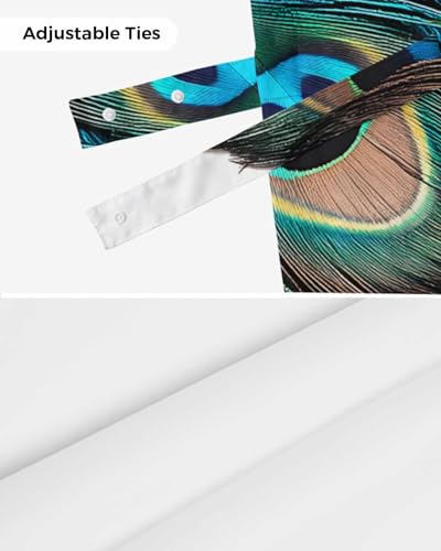 Retro Tie Up Valance for Windows Peacock Feathers Abstract Art Adjustable Curtain Valance Rod Pocket Balloon Shade Window Treatment for Kitchen Living Room Bedroom 42x18inch - size: 42"W x 18"L (Pack of 1)