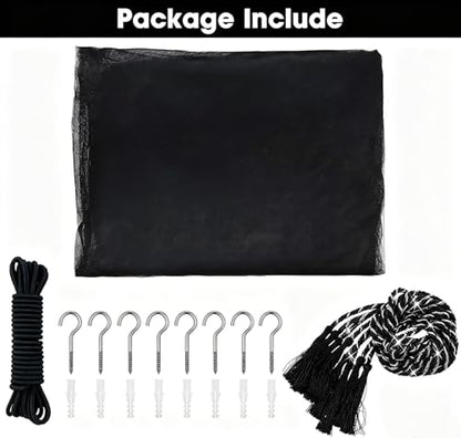 Black Mosquito Net Bed Canopy, Netting Four Corner Post Curtains Bed Drape - color: Black