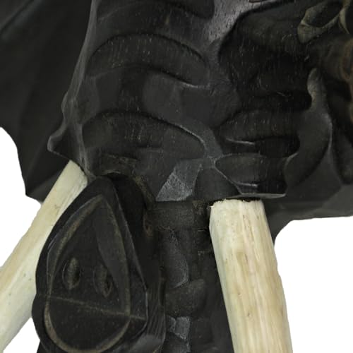 Zeckos Elephant Head Wall Sculpture, 12 Inch Hand-Carved Black Wood