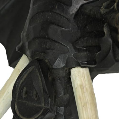 Zeckos Elephant Head Wall Sculpture, 12 Inch Hand-Carved Black Wood
