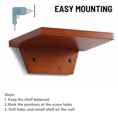 Small Wall Shelves,Speaker Shelf,Floating Shelf Trapezoid for Wifi Router - color: Light Walnut, size: Set of 2