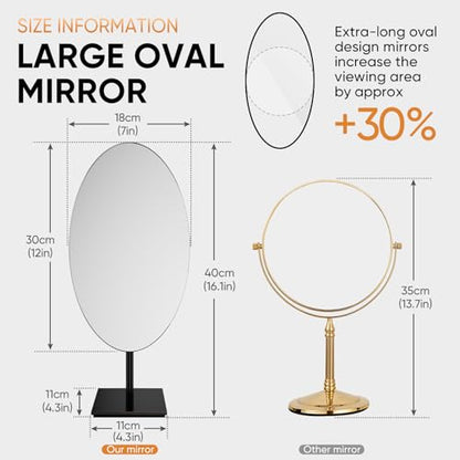 GURUN Large Oval 7"x12" Tabletop Vanity Mirror with Stand Makeup Bronze - color: Oil Rubbed Bronze