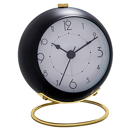 SHISEDECO Small Classic Non-Ticking Tabletop Alarm Clock,Black-B - color: Black