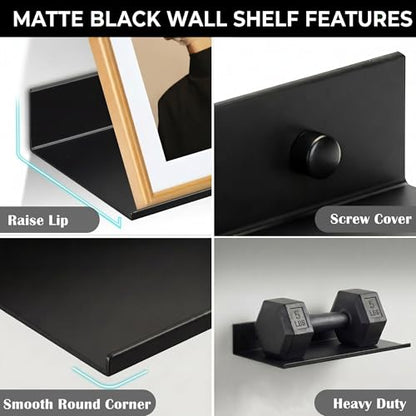 Z metnal Small Floating Shelves, Mini Metal Shelf for Collection Action Figures, Aluminum, Wall Mounted, Matt Black, 4.7 inch, 1 Pack - color: Black, size: 4.7 inch