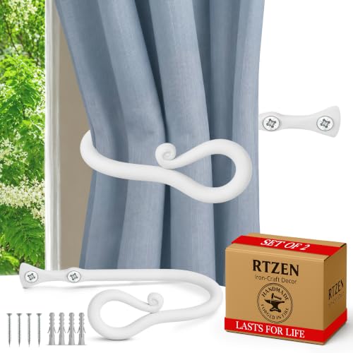 RTZEN Metal Curtain Tiebacks, Drapery Holders for Wall, 2 Pcs - size: Medium, style: Loophole - W