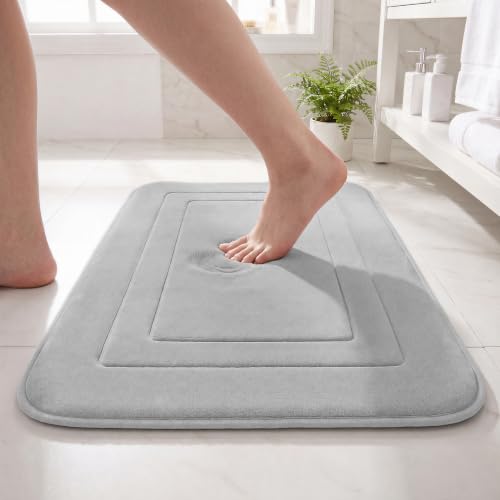 Cupic Cupid Memory Foam Bath Mat 24"×36", Non Slip Bathroom Rugs, Gray - color: Grey, size: 2' x 3' (24" x 36")