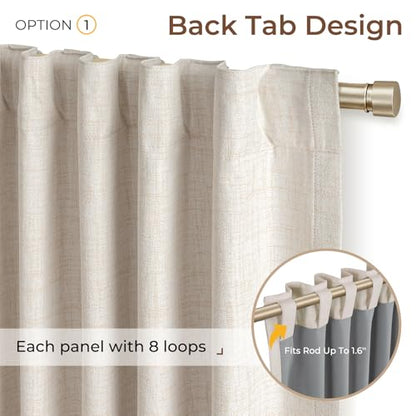 INOVADAY 100% Blackout Linen Curtains for Bedroom 50x90 Inches Cream - color: #01 Cream, size: 50"W x 90"L (Pack of 2)