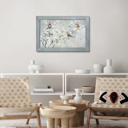 Soft Pastel Birds on Spring Blossom Branches Wall Art, 24"Lx16"W - color: Birds on Spring Blossom, size: 24"L x 16"W