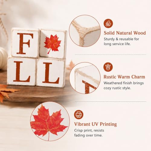 Fall Halloween Tiered Tray Decor, 4 Pcs Double-Sided Wooden Signs