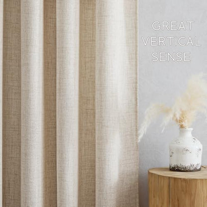 NICETOWN Natural Faux Linen Curtains 63 Inch Length 2 Panels, W55xL63 - color: Natural, size: 55"W x 63"L (Pack of 2)