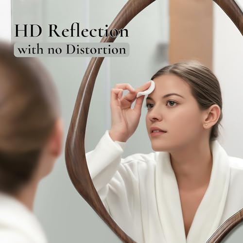 LuxenHome Asymmetrical Wall Mirror, 23"x 29" Classic Brown Irregular Mirror - color: Brown