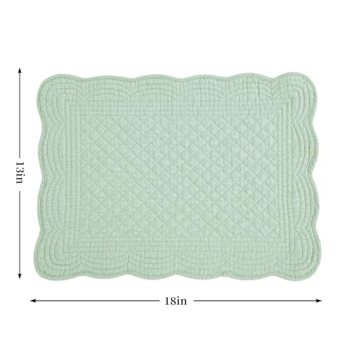 HOMBYS Quilted Placemats Set of 6 Washable-13x18 inches Rectangular Placemats for Kitchen Table-100% Cotton Fabric Rectangular Table Mats, (Sage Green) - color: Sage Green
