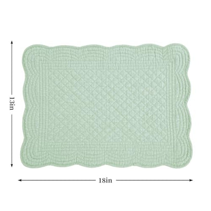 HOMBYS Quilted Placemats Set of 6 Washable-13x18 inches Rectangular Placemats for Kitchen Table-100% Cotton Fabric Rectangular Table Mats, (Sage Green) - color: Sage Green