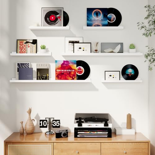 Picture Ledge Shelf, Floating Shelves for Wall Decor, White, Set of 6, 36'' - color: White, size: 36 inch