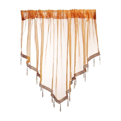 uxcell Window Valance, 51x24 Beaded Sheer Valance Curtains Yellow - color: Yellow