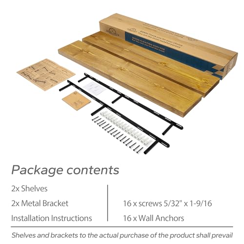 BGMG Floating Shelves 48 Inch Long, Wide Rustic Wooden Wall Shelves for Bathroom Living Room Bedroom Kitchen Farmhouse Set of 2-48x6.7x1.25 Inch - Gold Oak - color: Gold Oak, size: 48 inch