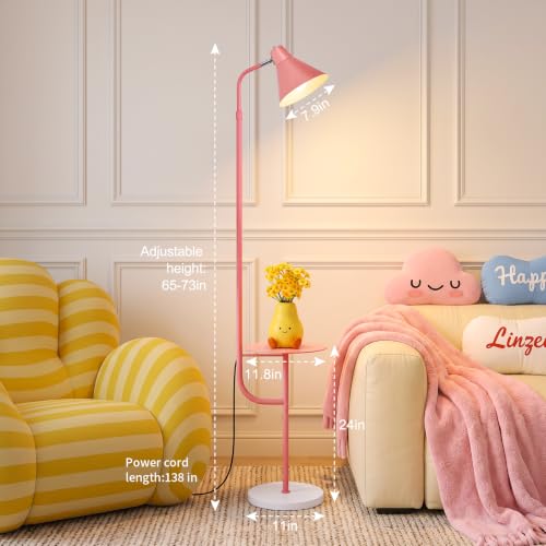 Pink Floor Lamp with Shelf, Dimmable LED Reading Standing Lamp - color: Pink