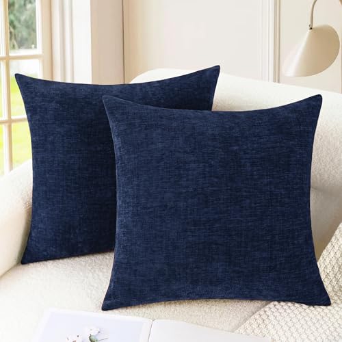 CaliTime Decorative Couch Throw Pillow Covers 16 X 16 Inches Navy Blue - color: Navy Blue, size: 16" x 16" (Pack of 2)
