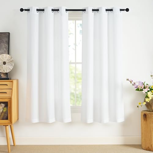 NICETOWN White Sheer Curtains 63 inches Long Privacy Non See Through Drape - color: White, size: 37"W x 63"L (Pack of 2)
