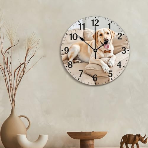 Labrador Retriever Wall Clock Yellow Lab Dog Wooden Wall Clock - color: Style-5, size: 12 Inch