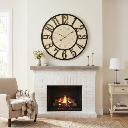 EMAX HOME 30 Inch Extra Large Wall Clock, Vintage Farmhouse Oversized Wall Clocks for Living Room Decor, Silent Non-Ticking Battery Operated Retro Decorative Clock for Bedroom, Kitchen, Dining Room - size: 30 Inch