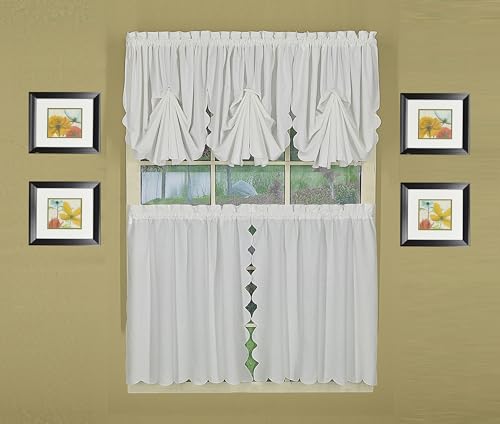 Today's Curtain, Orleans Scallop Curtain, White Fan Insert, 30" W x 40" L, White - color: White, size: 30"W x 40"L (Pack of 1)