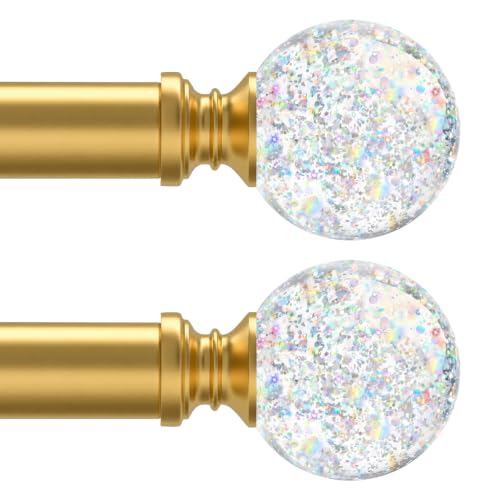 TVWOO Gold Rainbow Curtain Rod Adjust HeavyDuty Crystal Ball,36-88",2Pack - color: Gold, size: 36-88" ( 2pack )
