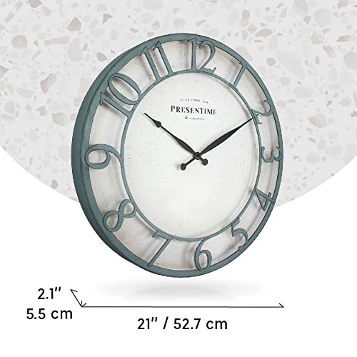 Presentime 21" Farmhouse Series Wall Clock - color: Aged Teal Finish, size: 21 inch