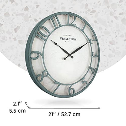 Presentime 21" Farmhouse Series Wall Clock - color: Aged Teal Finish, size: 21 inch
