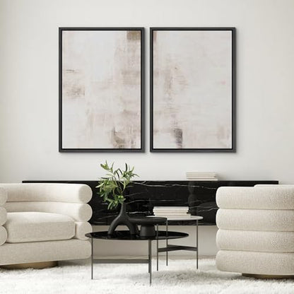 SIGNWIN Framed Canvas Print Wall Art Set Neutral Abstract Soft Beige and White Illustrations Modern Art Minimal Relax/Calm for Living Room, Bedroom, Office - 16"x24"x2 Black - color: A26-2503-pai04, size: 16"x24"x2 Panels Black